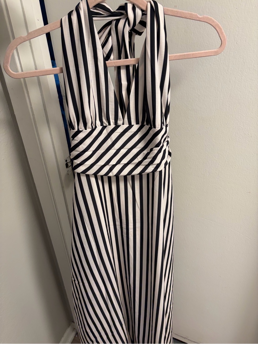 Commense Black & White Striped Halter Maxi - Picture 8 of 13